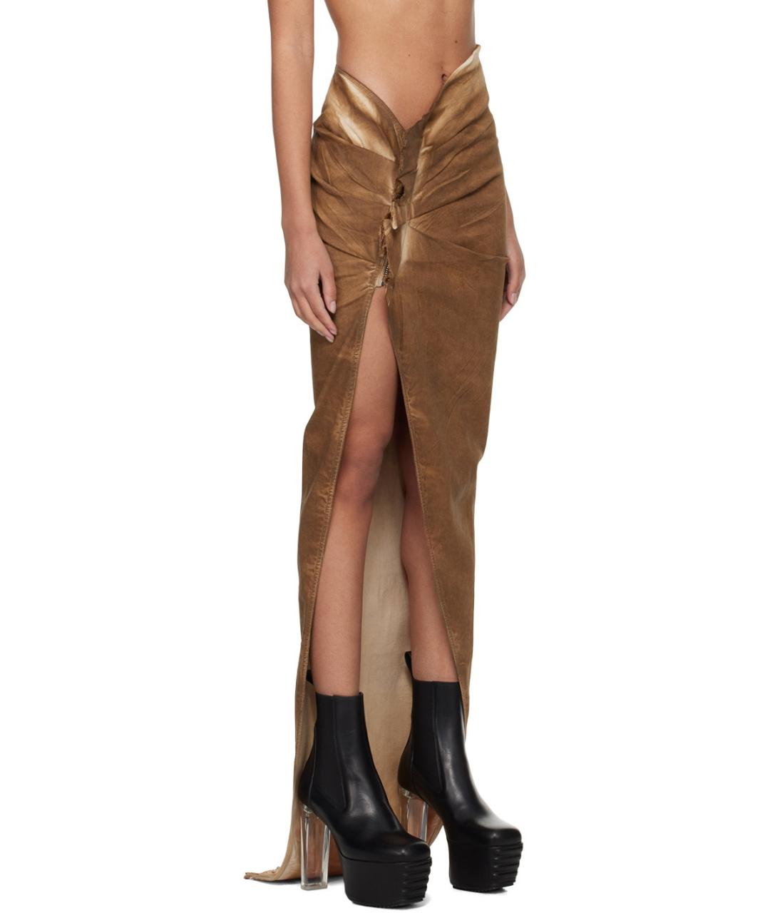 RICK OWENS Коричневая хлопковая юбка макси, фото 4