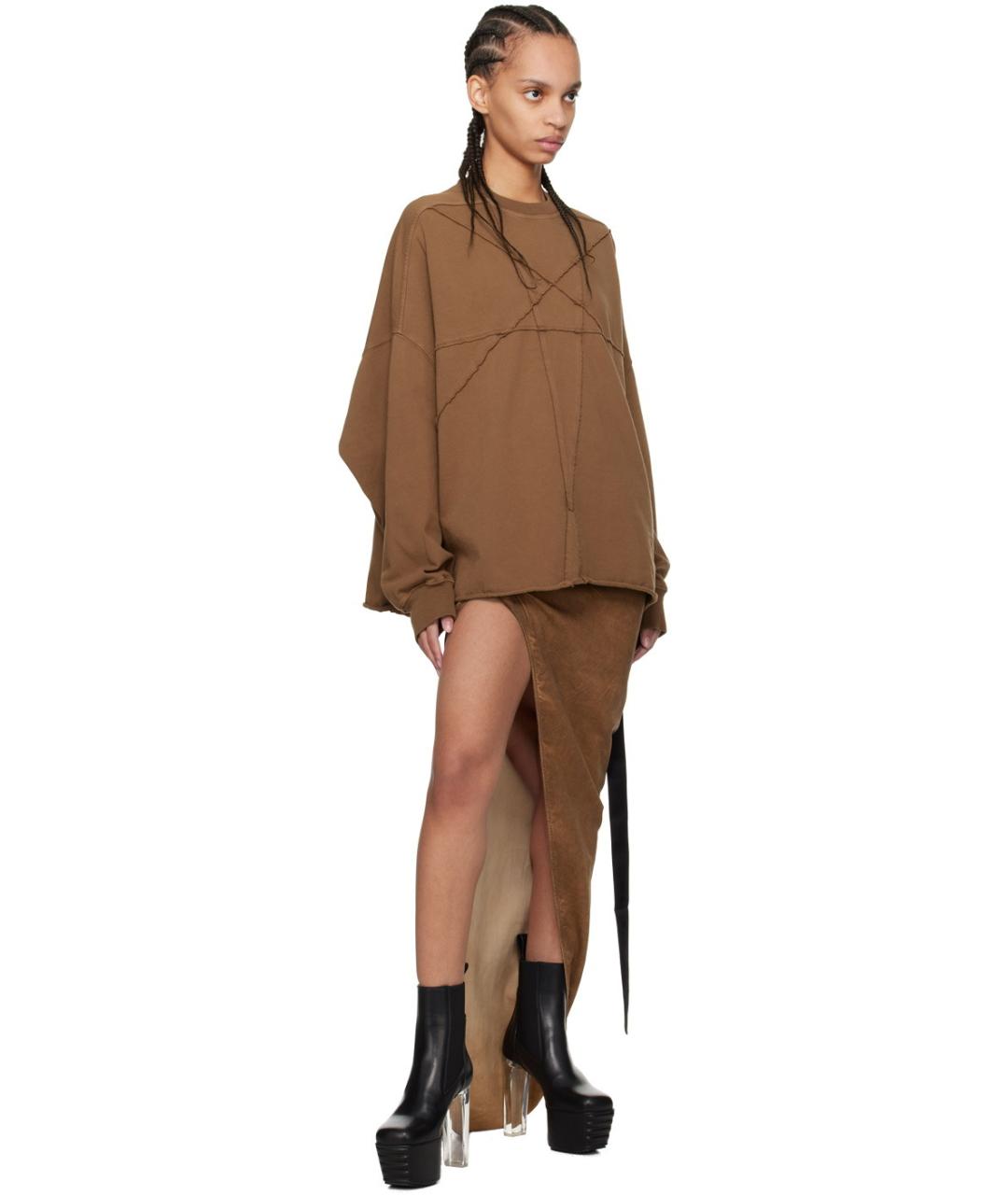 RICK OWENS Коричневая хлопковая юбка макси, фото 2