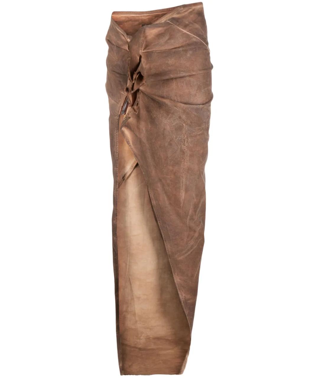 RICK OWENS Коричневая хлопковая юбка макси, фото 6