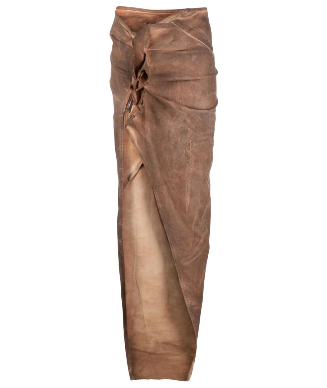 RICK OWENS Коричневая хлопковая юбка макси, фото 1