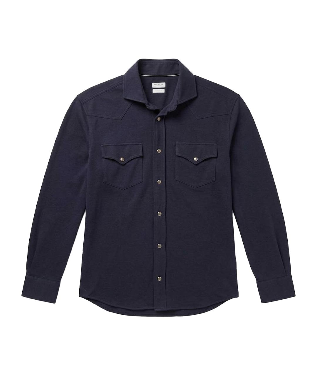 BRUNELLO CUCINELLI Синяя хлопковая кэжуал рубашка, фото 1