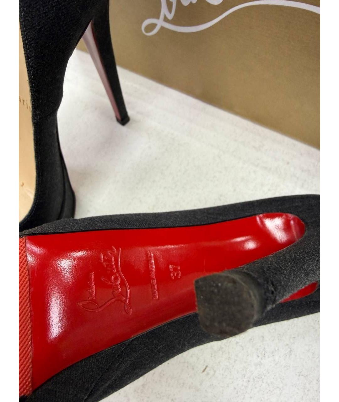 CHRISTIAN LOUBOUTIN Серые текстильные туфли, фото 8