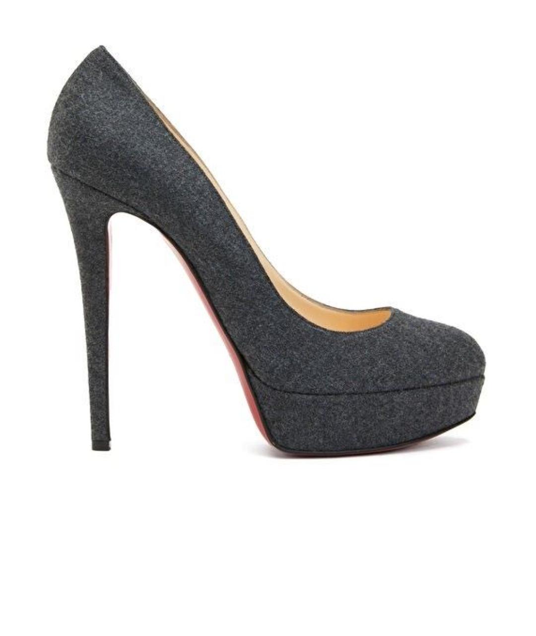CHRISTIAN LOUBOUTIN Серые текстильные туфли, фото 1