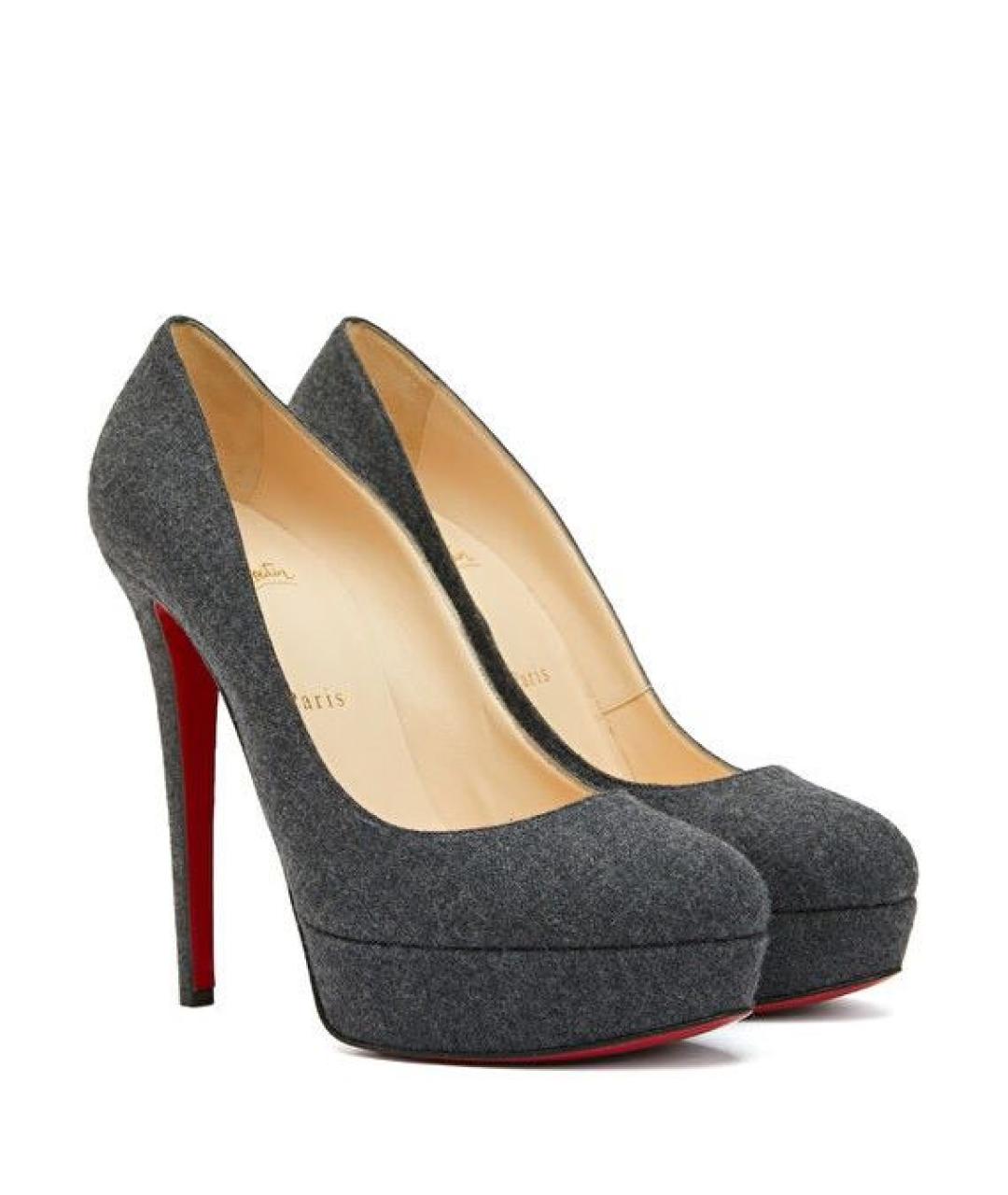 CHRISTIAN LOUBOUTIN Серые текстильные туфли, фото 4