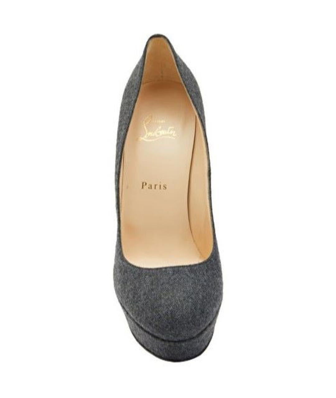 CHRISTIAN LOUBOUTIN Серые текстильные туфли, фото 2