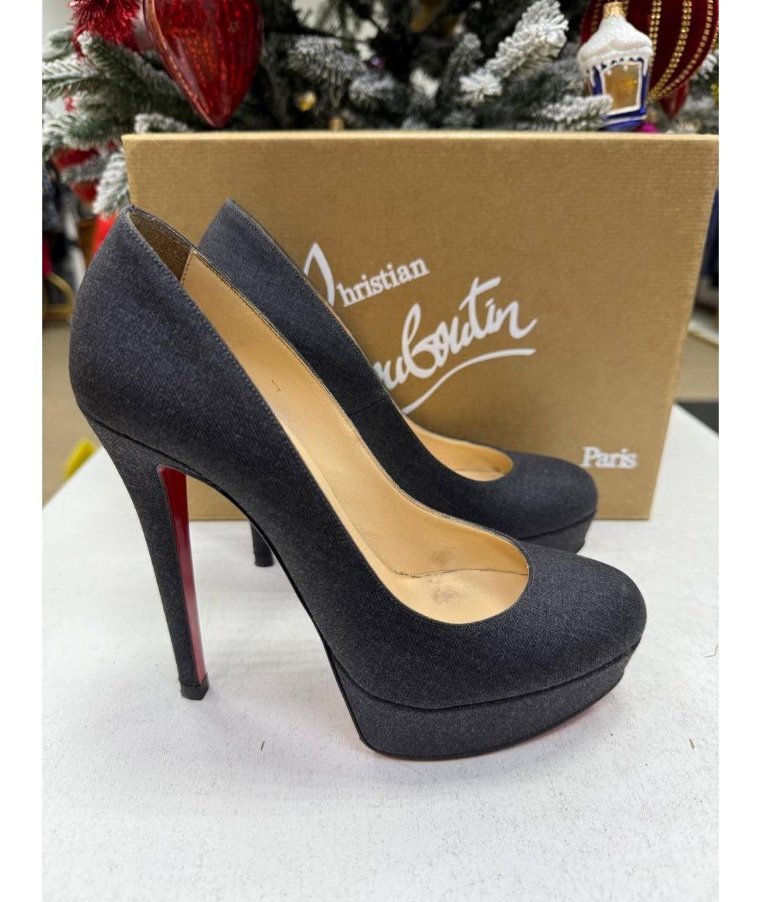 CHRISTIAN LOUBOUTIN Серые текстильные туфли, фото 5