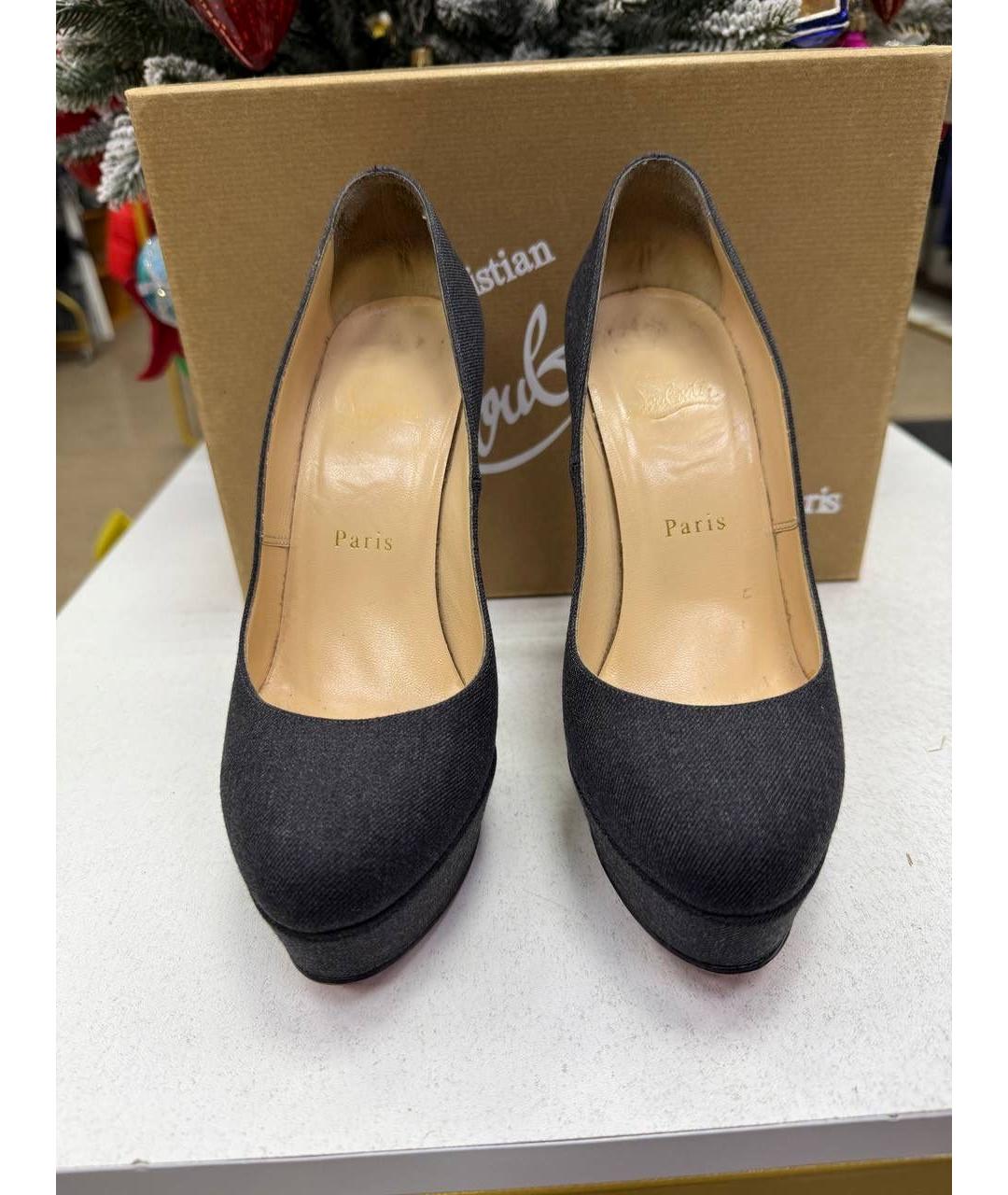 CHRISTIAN LOUBOUTIN Серые текстильные туфли, фото 6