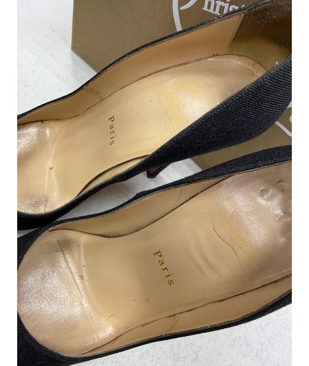 CHRISTIAN LOUBOUTIN Серые текстильные туфли, фото 7