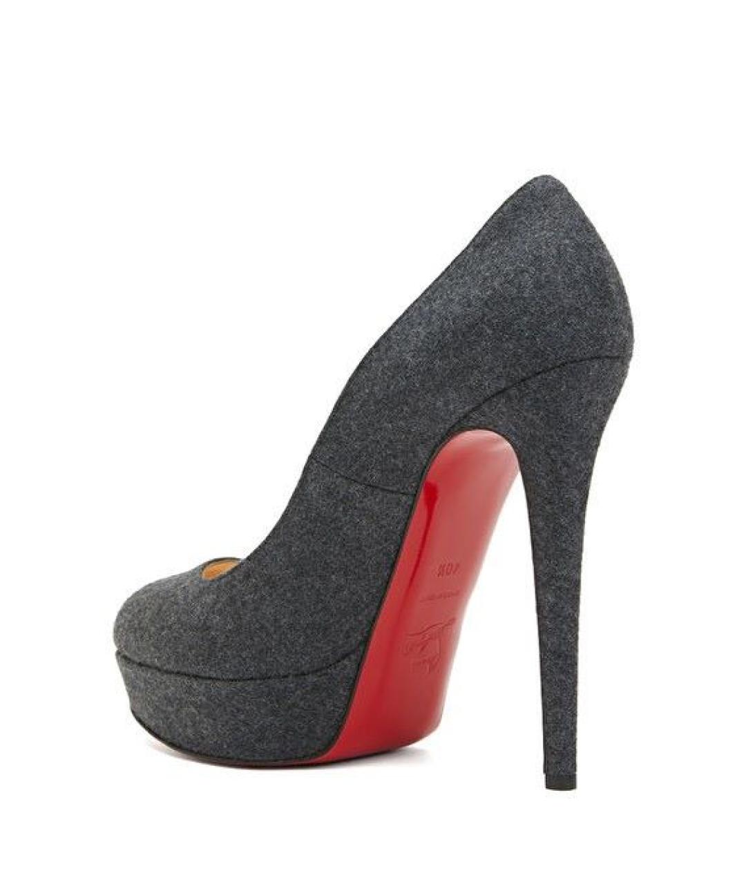 CHRISTIAN LOUBOUTIN Серые текстильные туфли, фото 3
