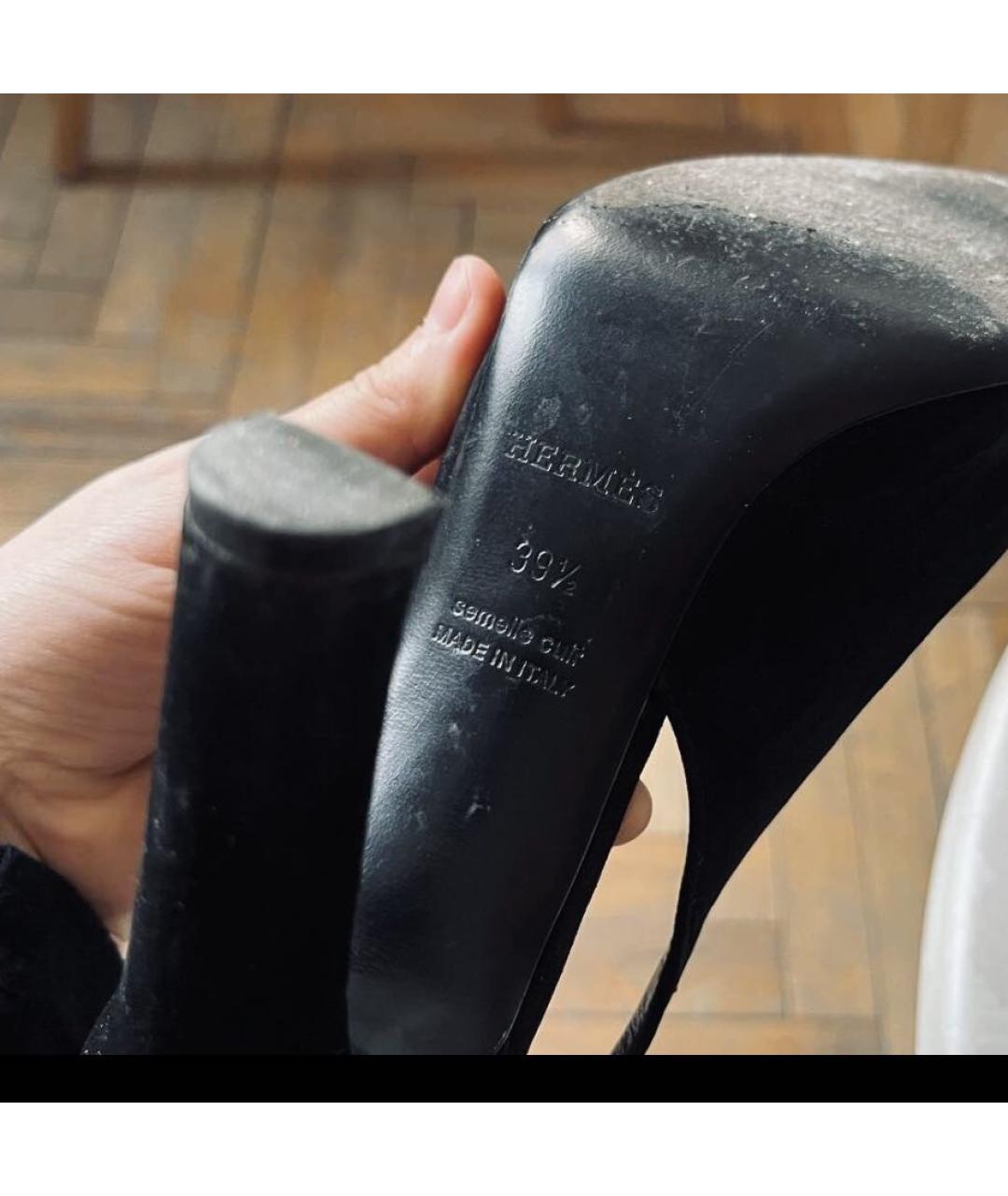 HERMES Черные замшевые туфли, фото 4