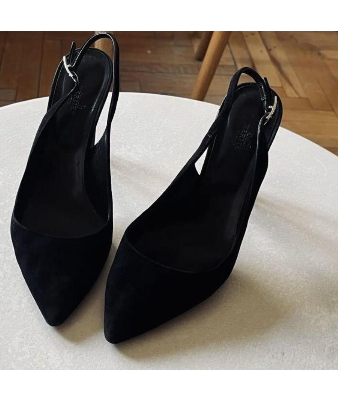 HERMES Черные замшевые туфли, фото 3