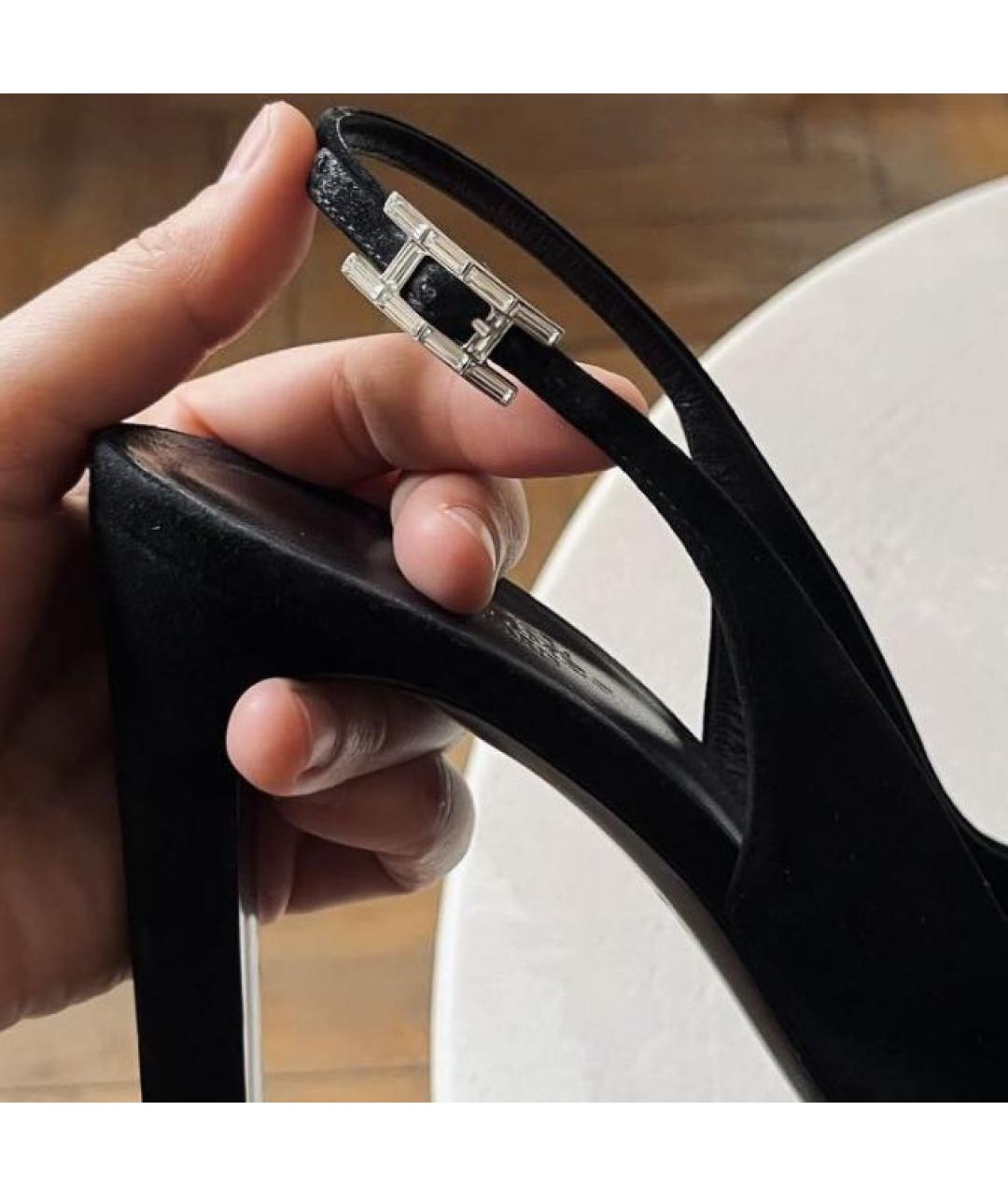 HERMES Черные замшевые туфли, фото 2