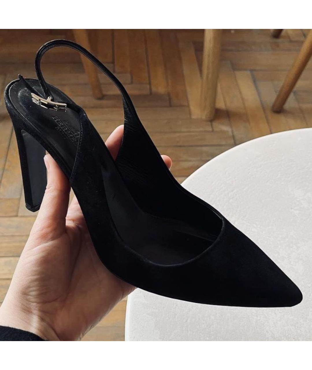 HERMES Черные замшевые туфли, фото 6