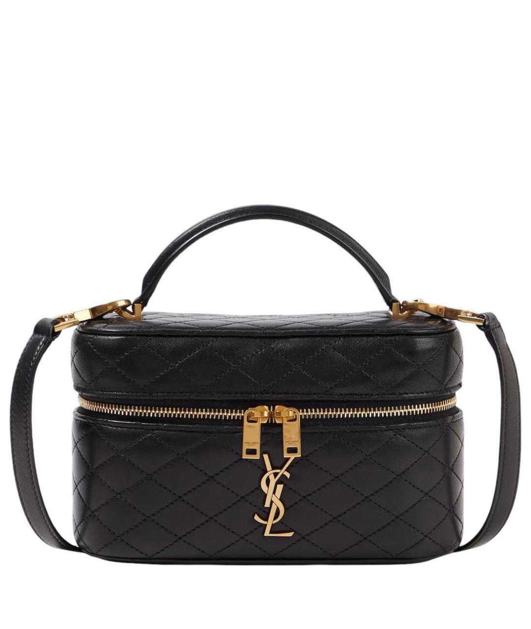 SAINT LAURENT Черная кожаная сумка с короткими ручками, фото 9