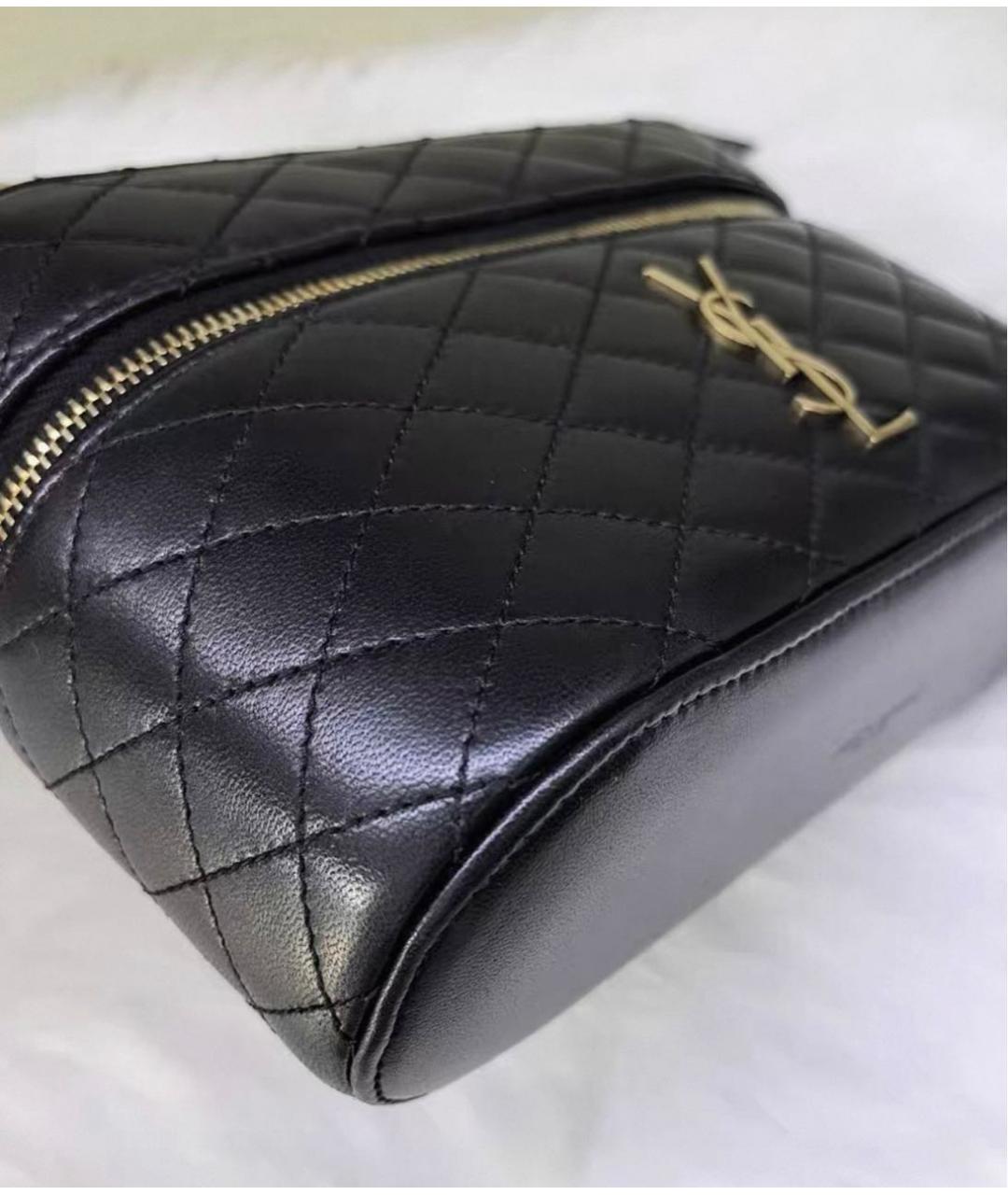 SAINT LAURENT Черная кожаная сумка с короткими ручками, фото 7