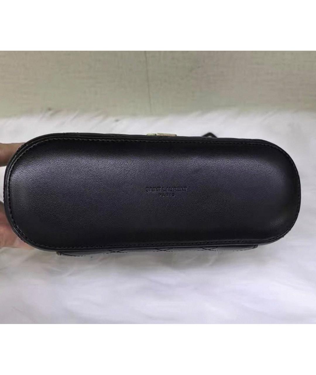 SAINT LAURENT Черная кожаная сумка с короткими ручками, фото 6