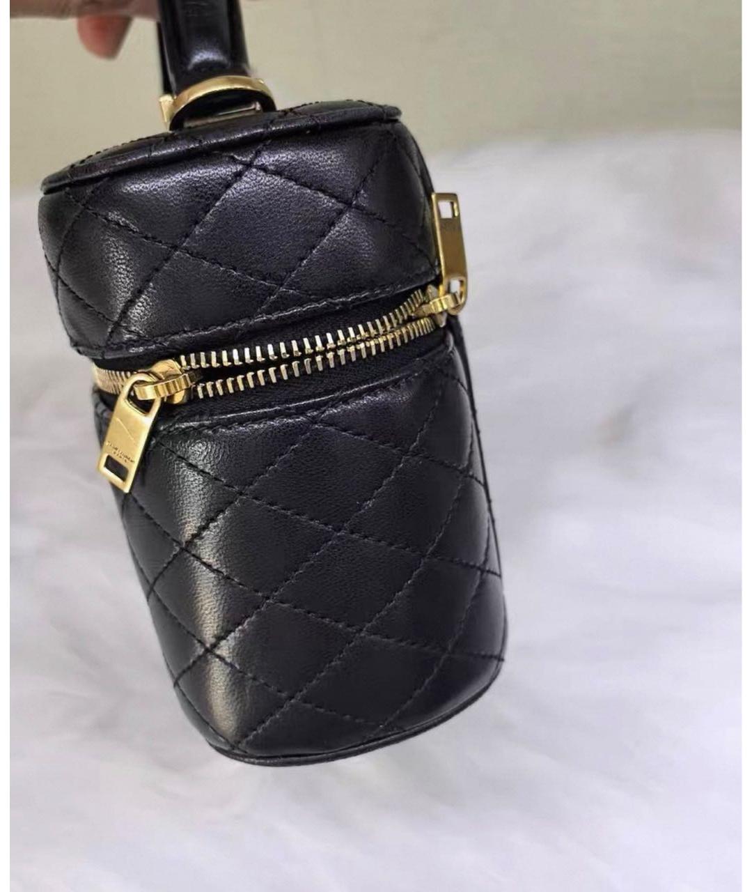 SAINT LAURENT Черная кожаная сумка с короткими ручками, фото 3