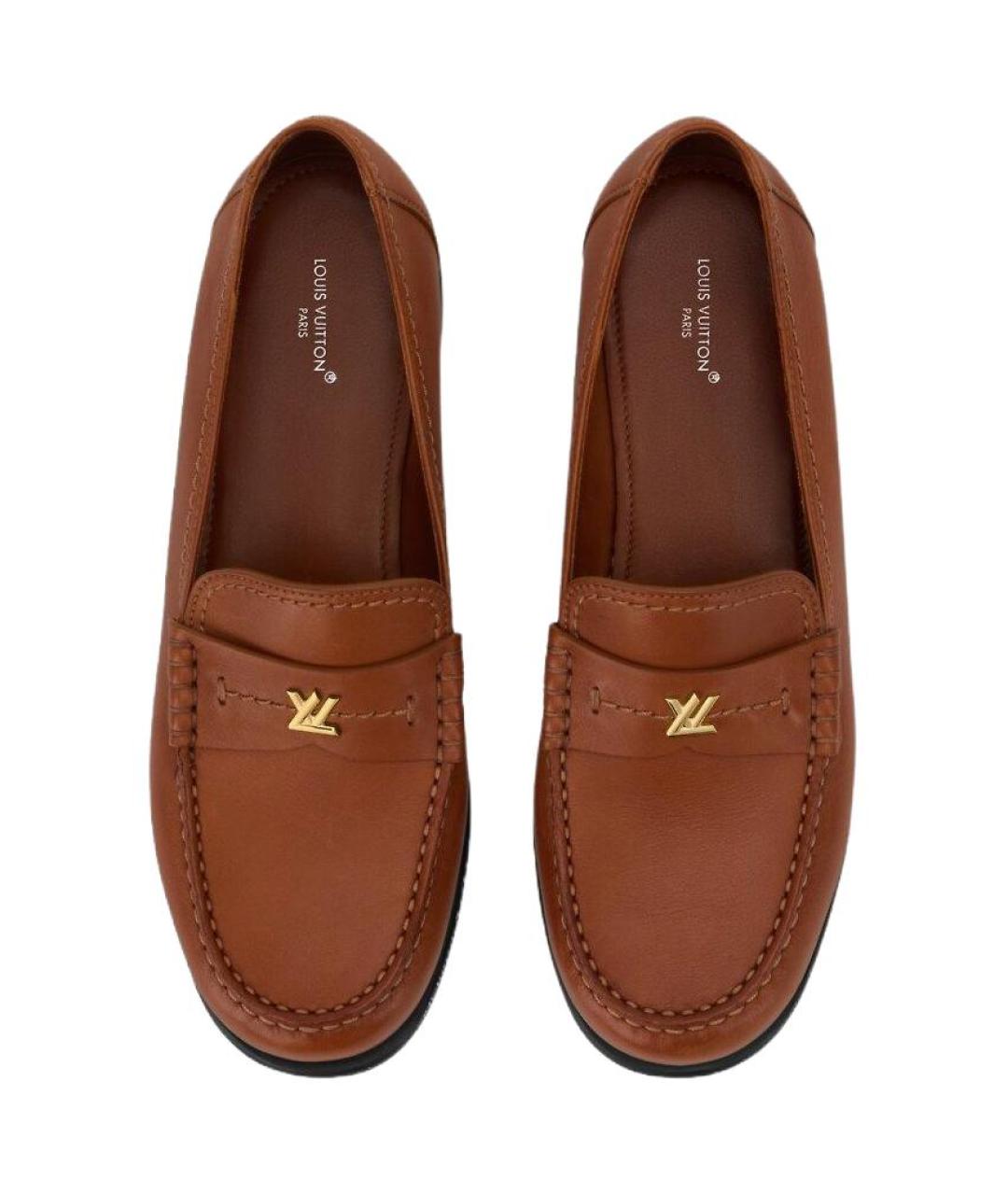 LOUIS VUITTON Коричневые кожаные лоферы, фото 4