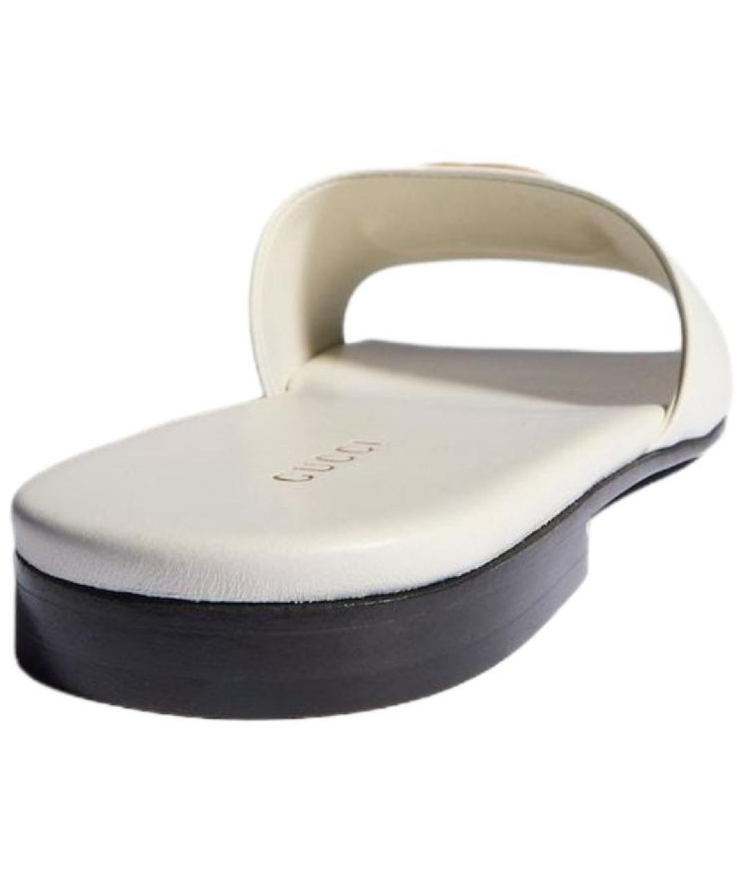 GUCCI Белые кожаные шлепанцы, фото 5