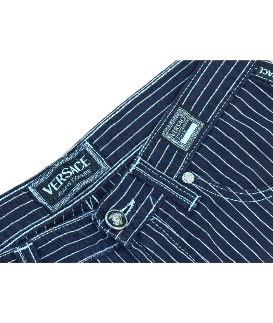 VERSACE Синие хлопковые прямые джинсы, фото 3