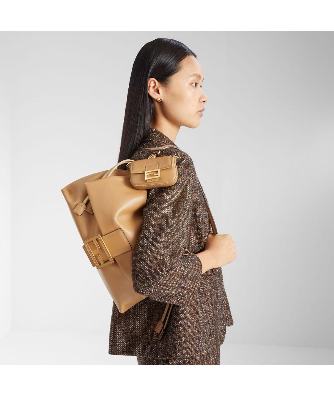 FENDI Коричневая кожаная сумка через плечо, фото 2