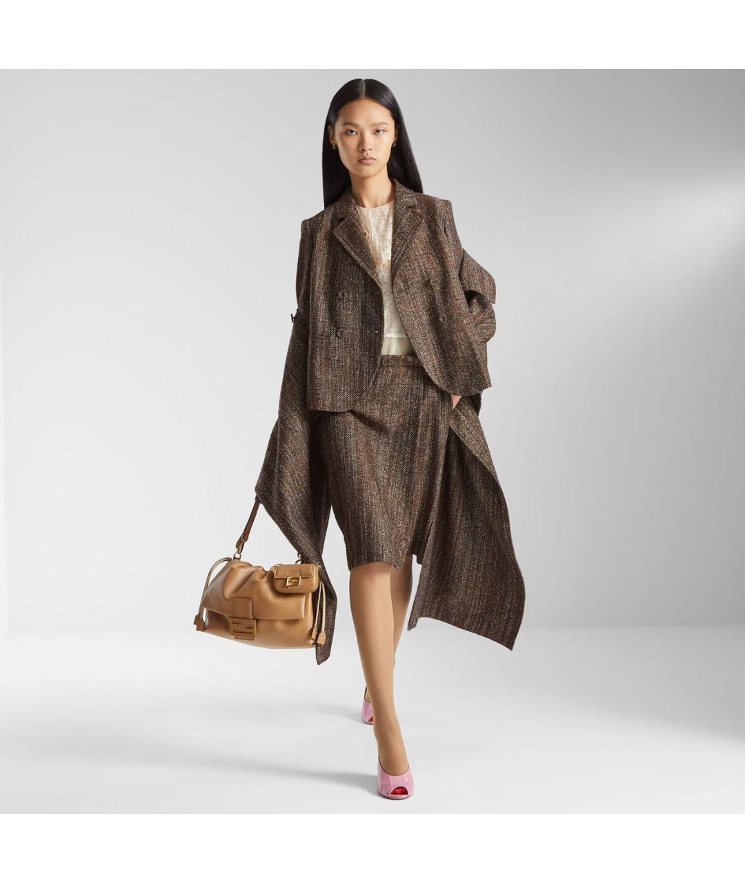 FENDI Коричневая кожаная сумка через плечо, фото 5