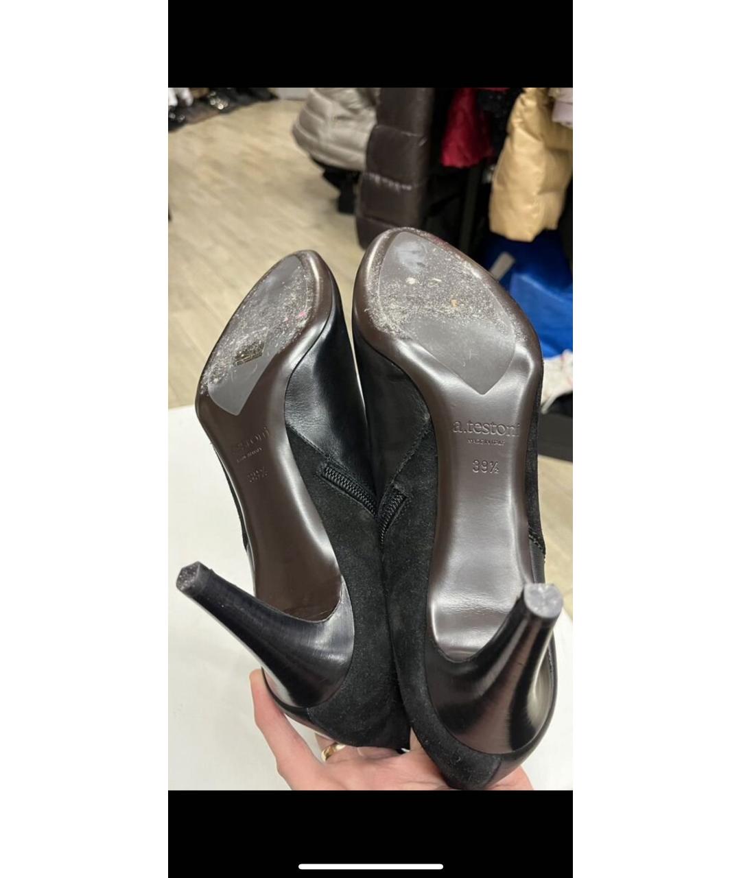 TESTONI Черные кожаные ботильоны, фото 6
