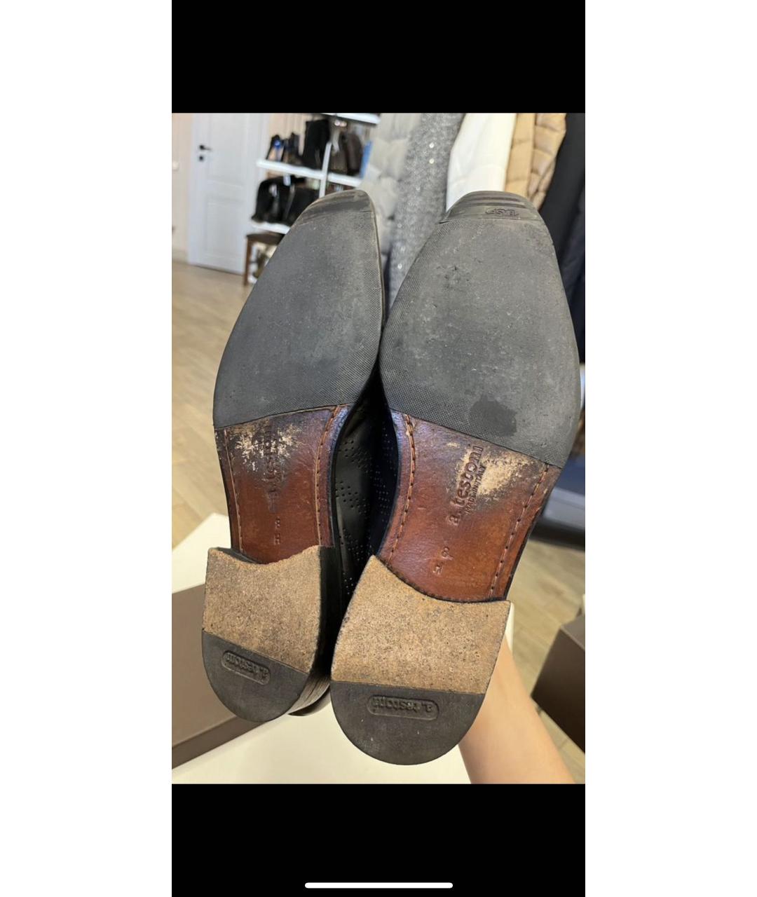 TESTONI Черные кожаные туфли, фото 4