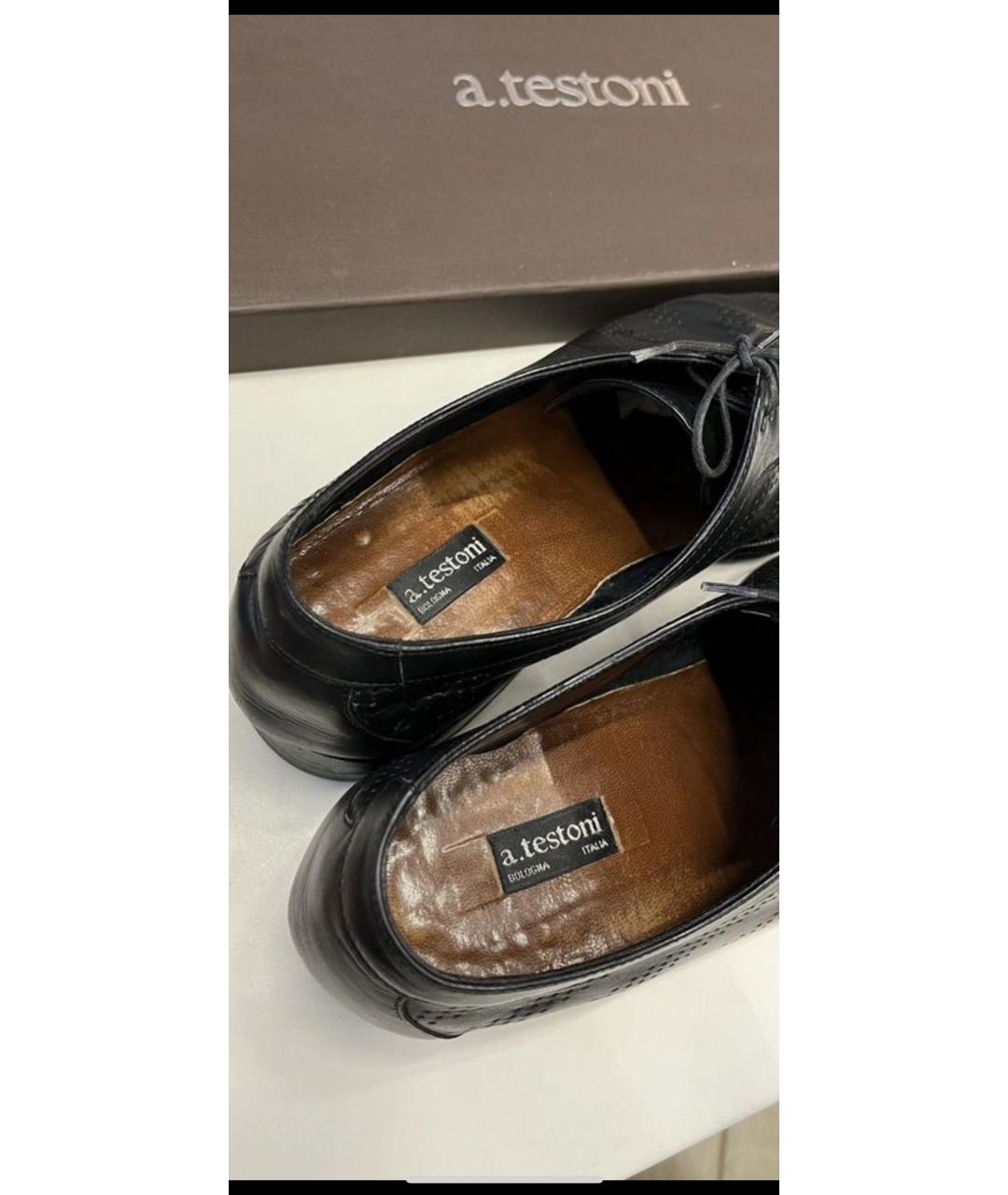 TESTONI Черные кожаные туфли, фото 5