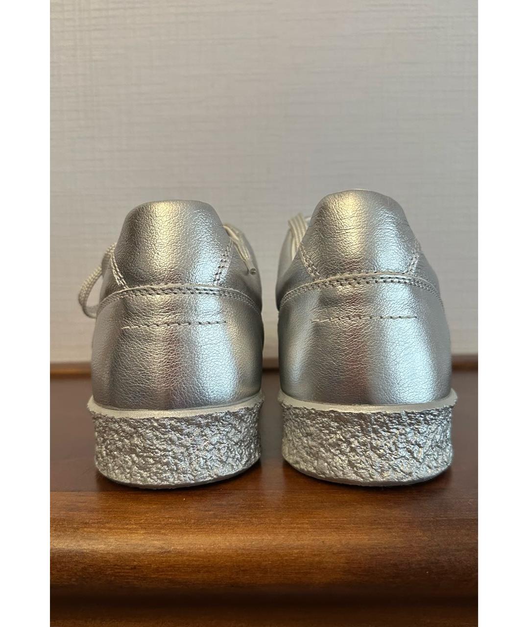 MM6 MAISON MARGIELA Серебряные кожаные низкие кроссовки / кеды, фото 4