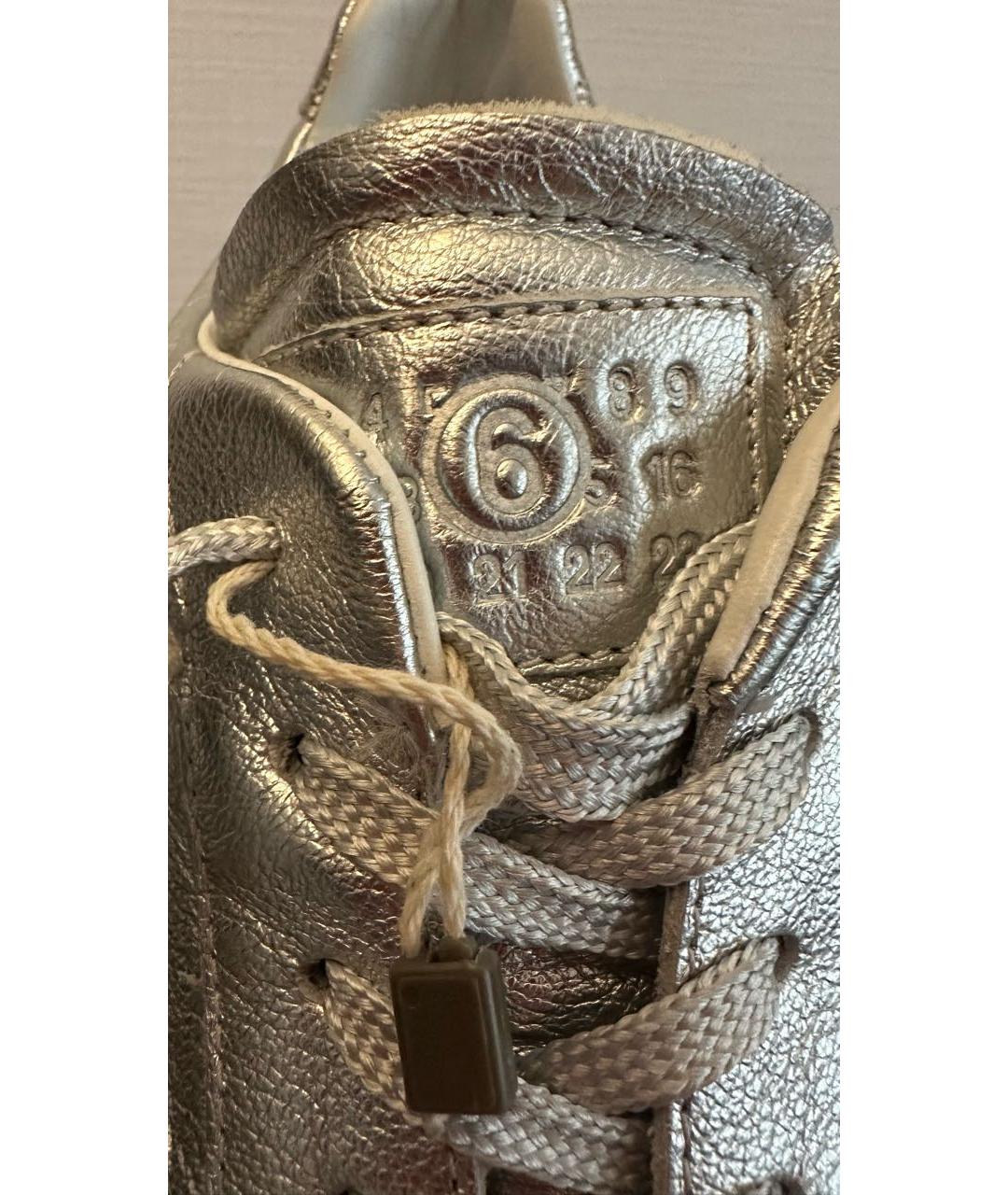 MM6 MAISON MARGIELA Серебряные кожаные низкие кроссовки / кеды, фото 5