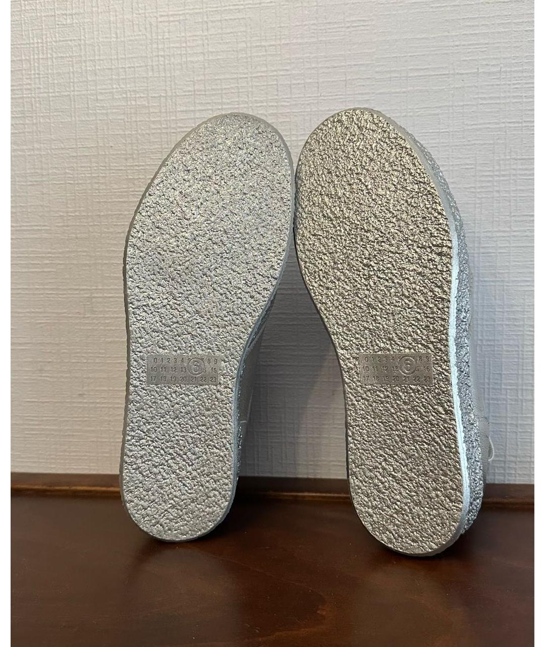 MM6 MAISON MARGIELA Серебряные кожаные низкие кроссовки / кеды, фото 6