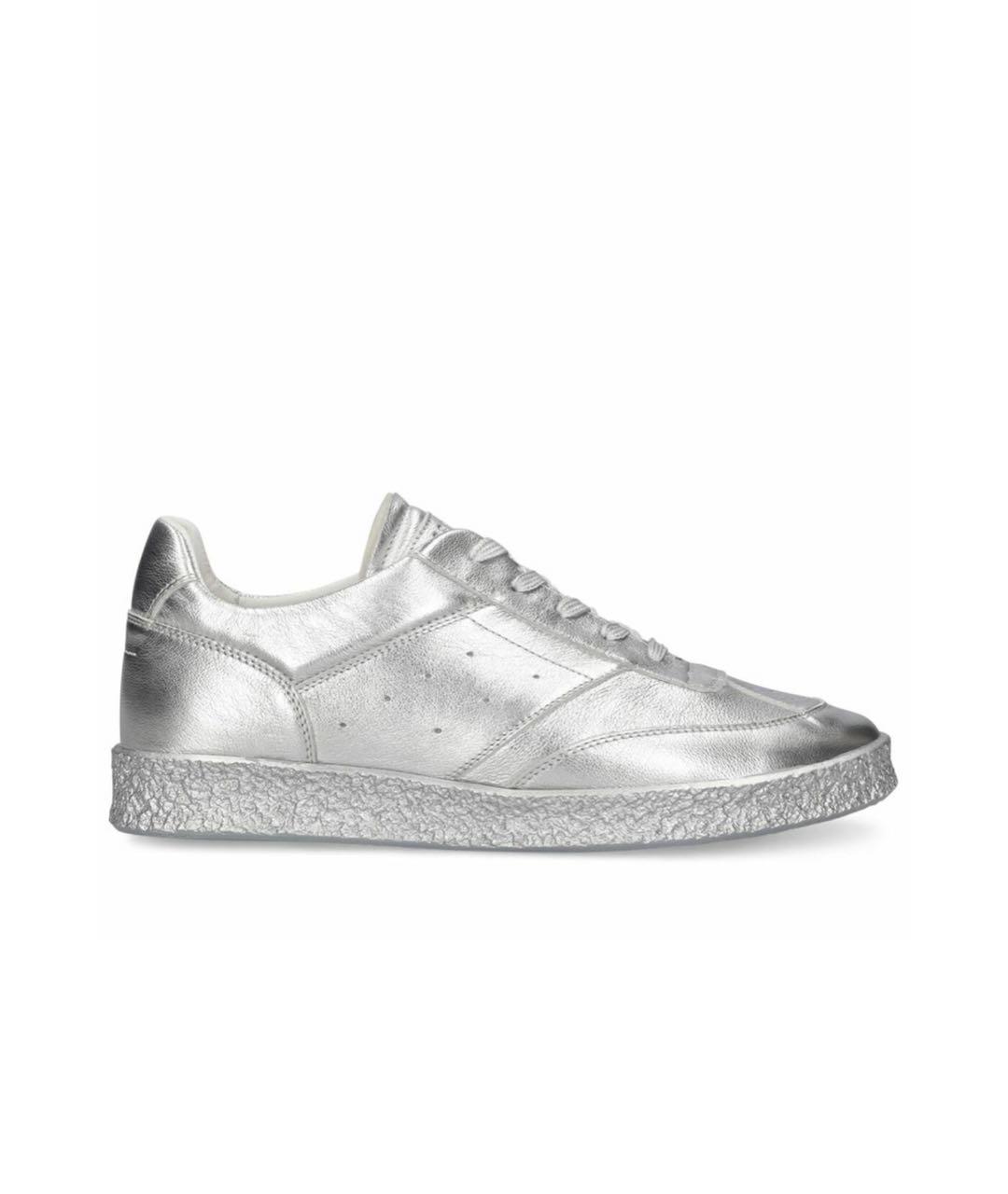MM6 MAISON MARGIELA Серебряные кожаные низкие кроссовки / кеды, фото 1