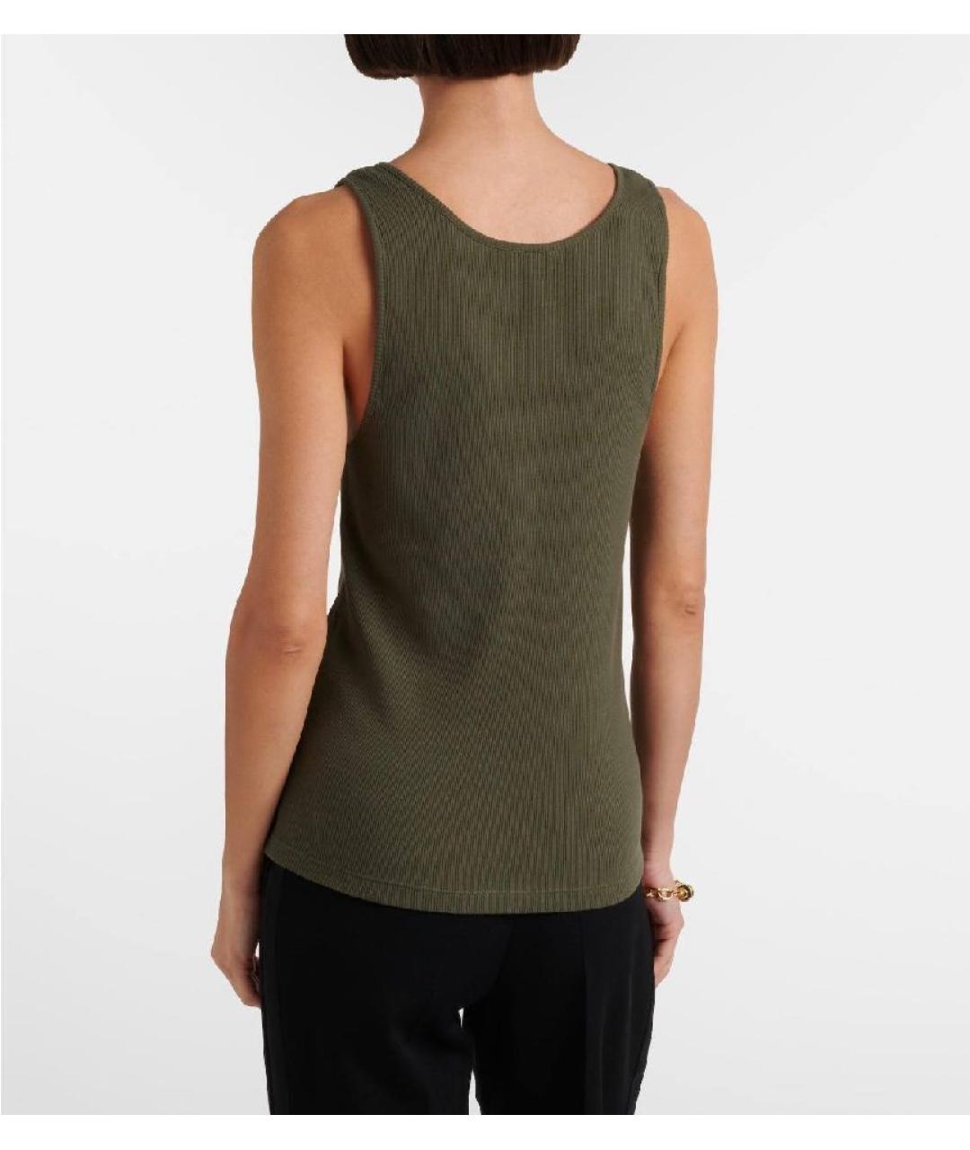 SAINT LAURENT Хаки хлопковая майка, фото 3