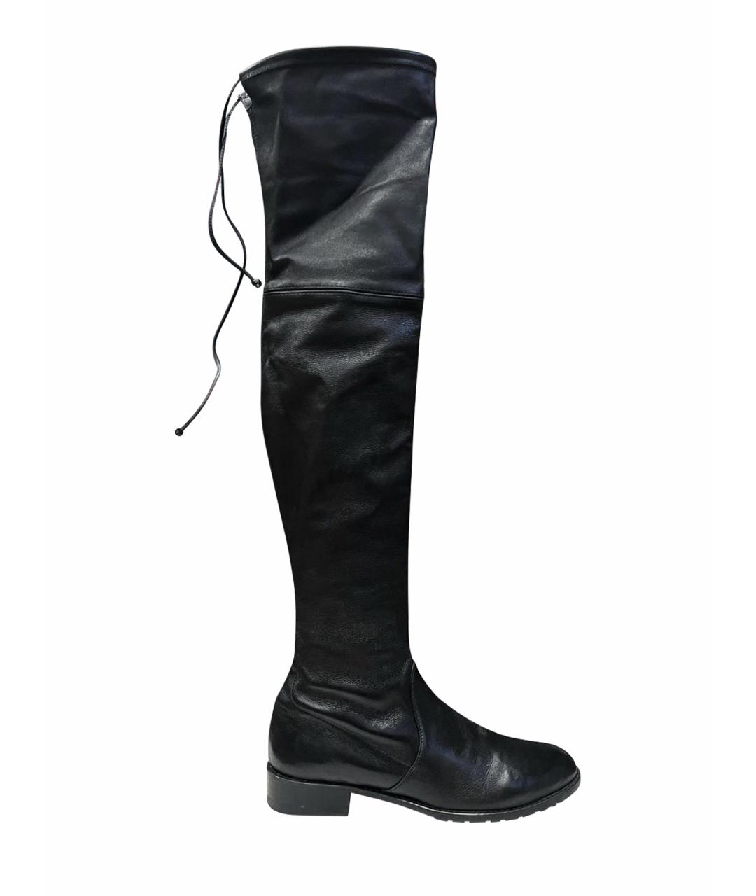 STUART WEITZMAN Черные кожаные ботфорты, фото 10