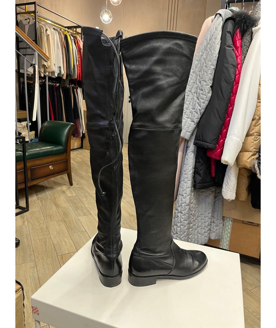 STUART WEITZMAN Черные кожаные ботфорты, фото 8