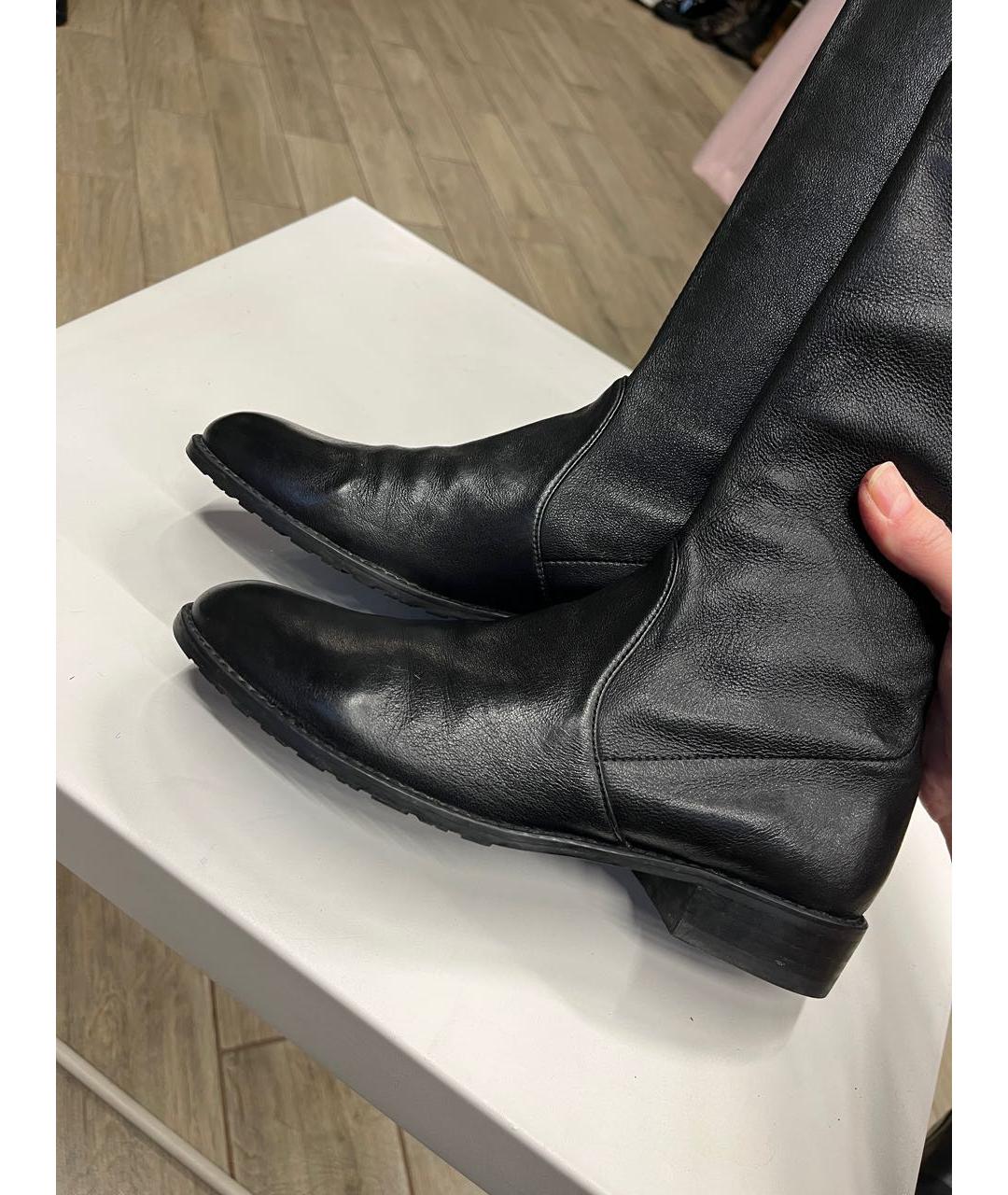 STUART WEITZMAN Черные кожаные ботфорты, фото 5