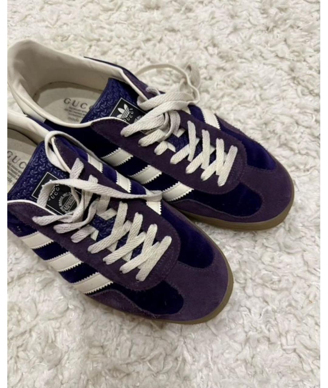 GUCCI Фиолетовые замшевые низкие кроссовки / кеды, фото 4