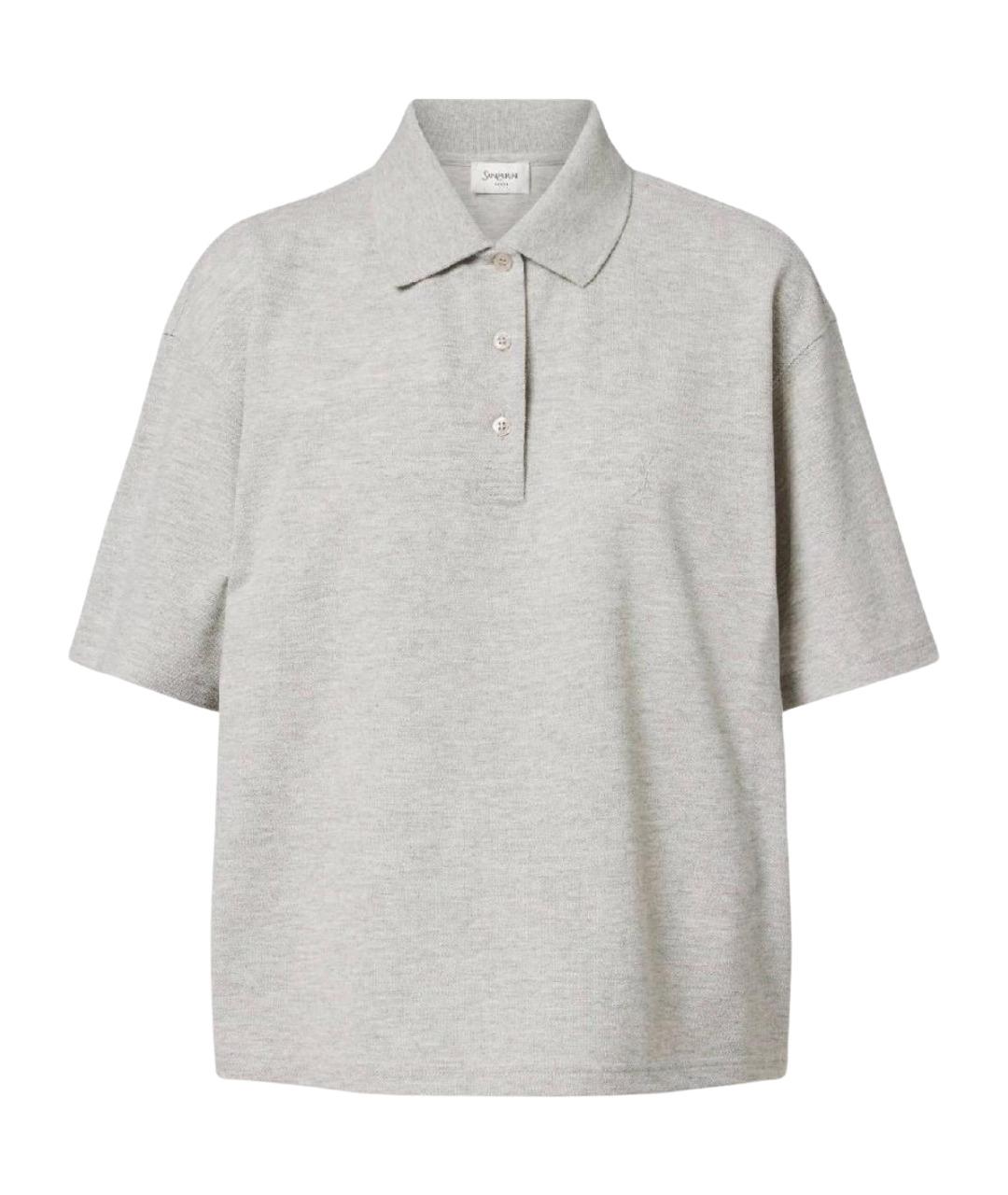 SAINT LAURENT Серая хлопковая футболка, фото 1