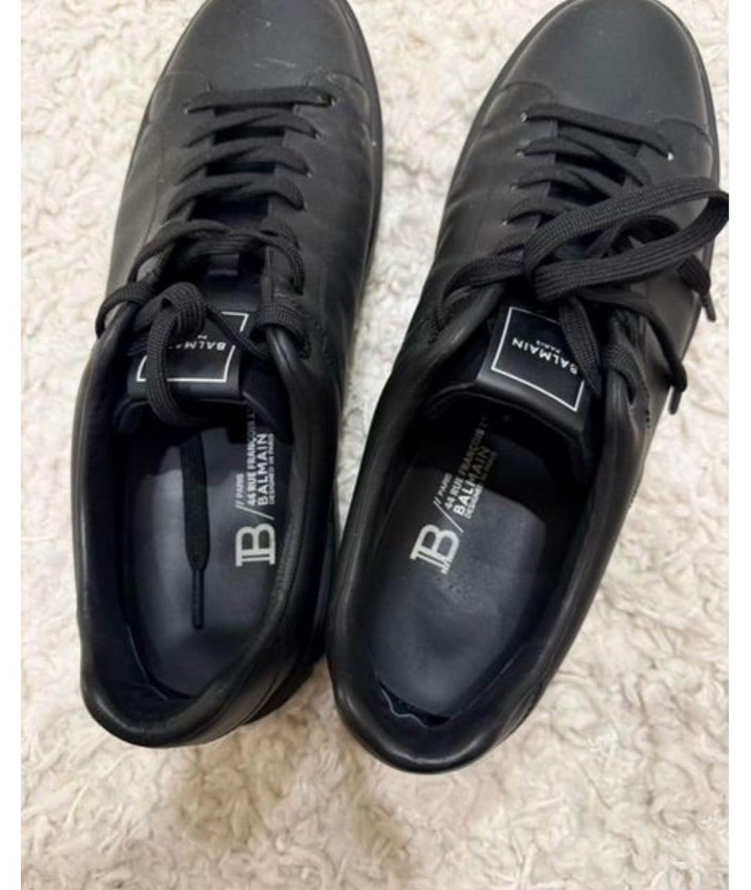 BALMAIN Черные кожаные низкие кроссовки / кеды, фото 3