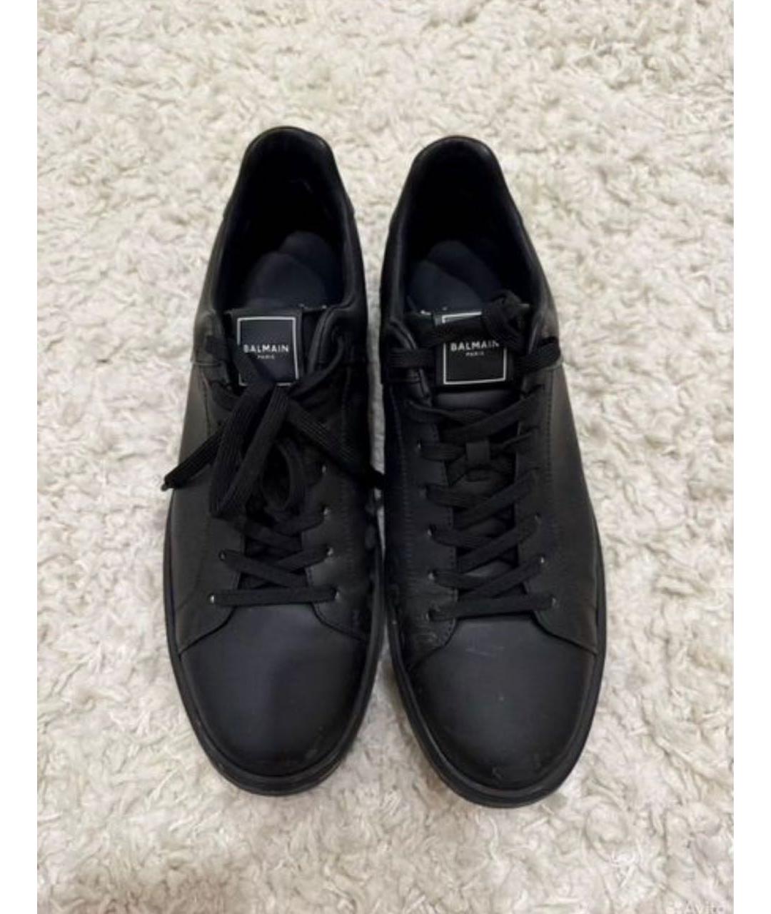 BALMAIN Черные кожаные низкие кроссовки / кеды, фото 8