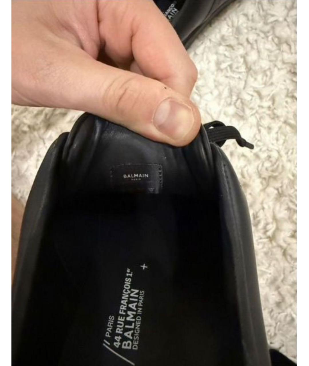 BALMAIN Черные кожаные низкие кроссовки / кеды, фото 6