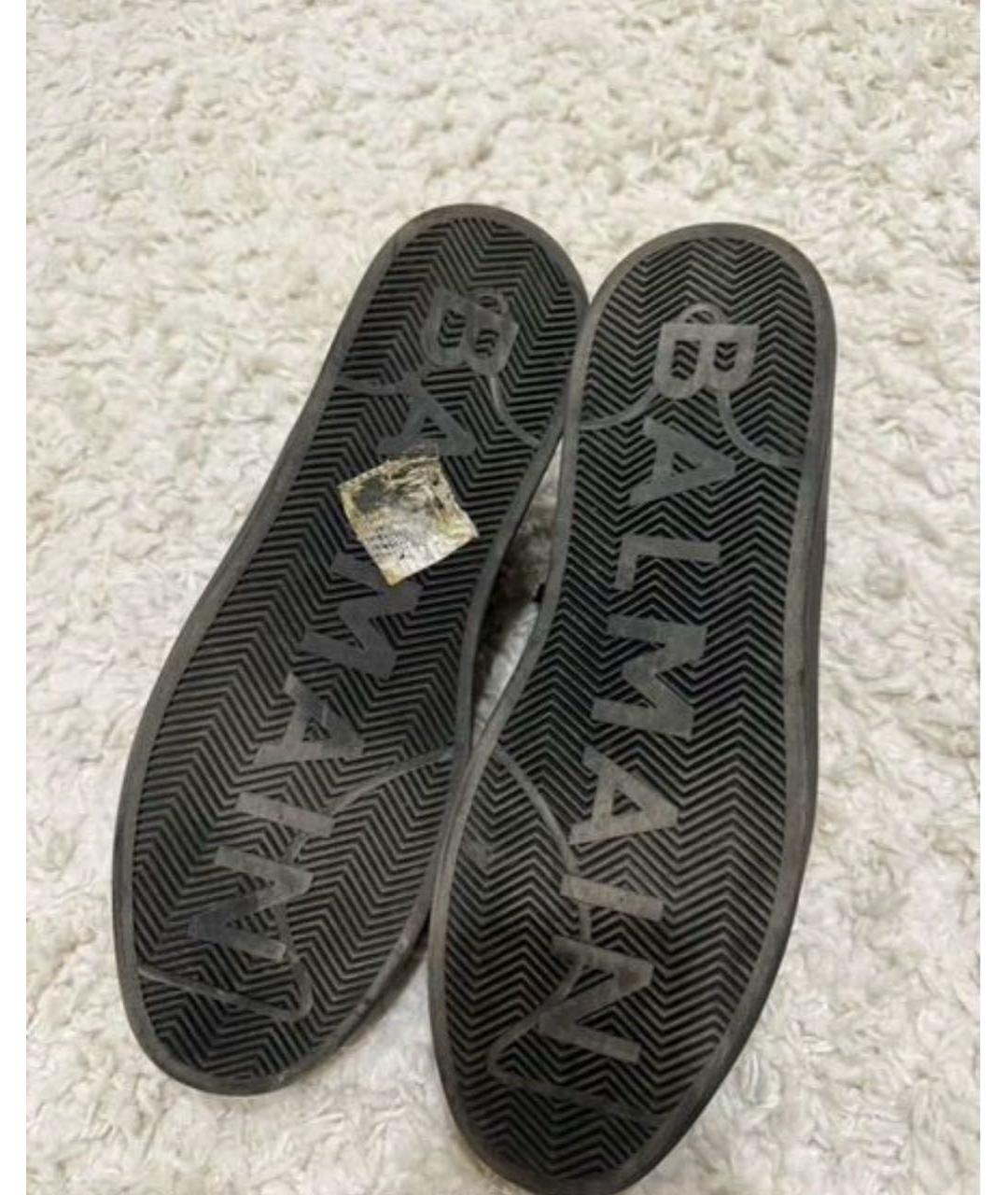 BALMAIN Черные кожаные низкие кроссовки / кеды, фото 5