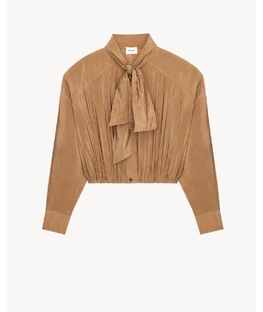 SAINT LAURENT Коричневая шелковая блузы, фото 5