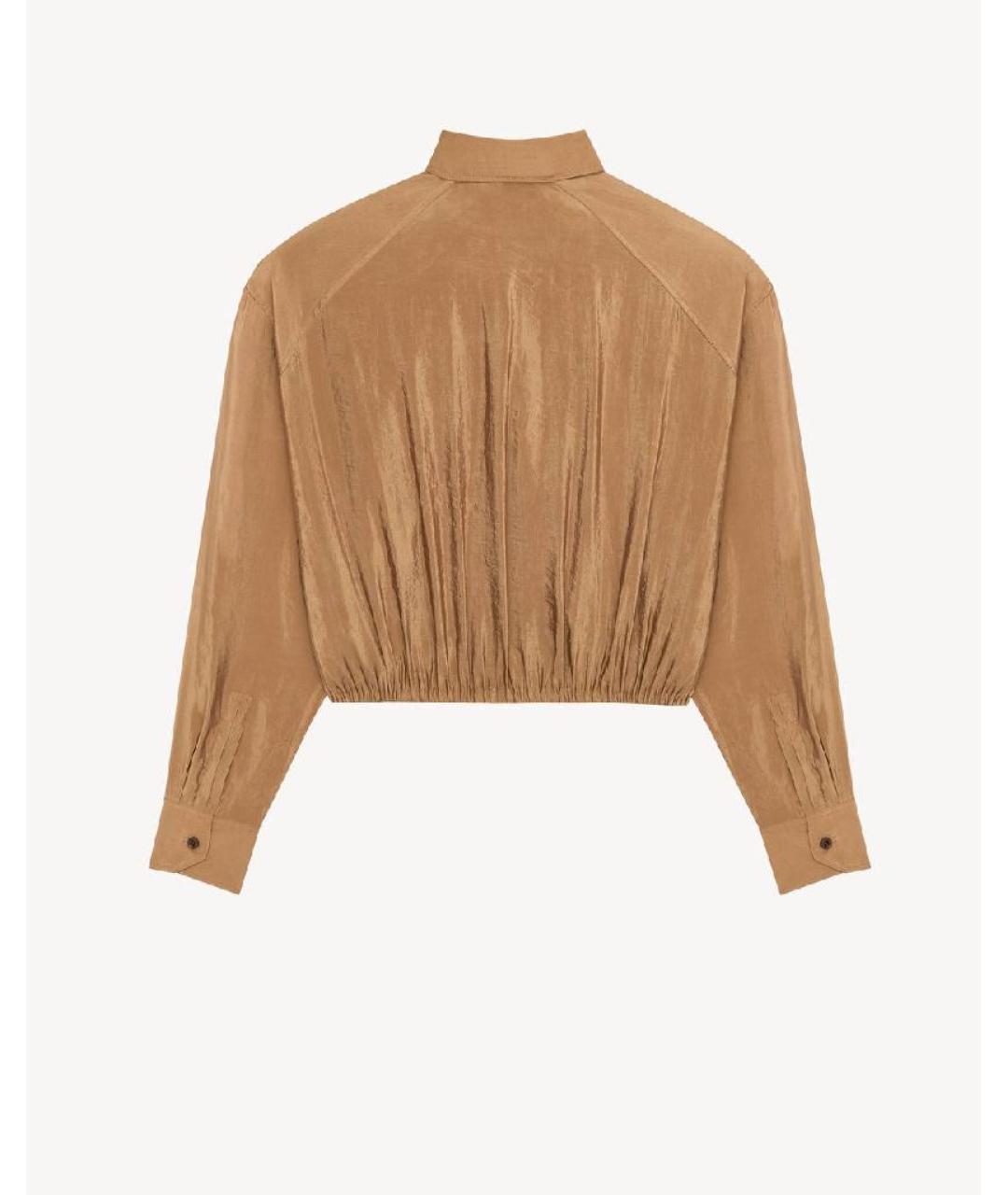 SAINT LAURENT Коричневая шелковая блузы, фото 4