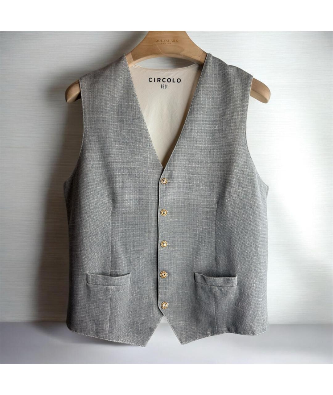 CIRCOLO 1901 Серый хлопко-эластановый жилет, фото 9