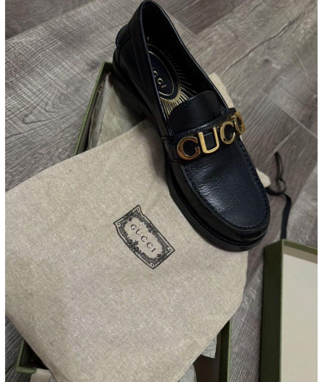 GUCCI Черные кожаные лоферы, фото 4
