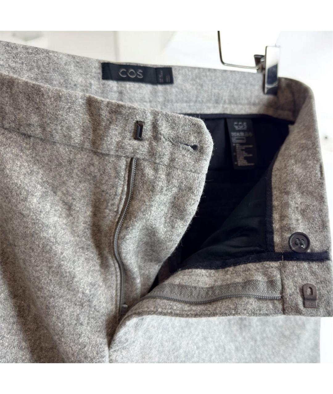 COS Серые шерстяные повседневные брюки, фото 6