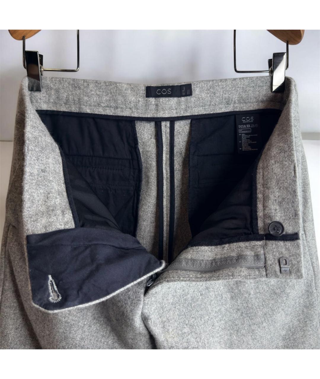 COS Серые шерстяные повседневные брюки, фото 7
