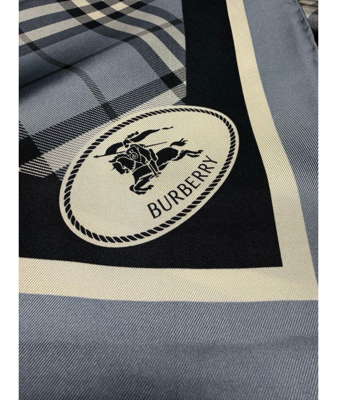 BURBERRY Голубой шелковый платок, фото 7